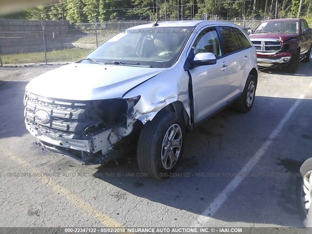 2FMDK4JC9CBA71482 - 2012 FORD EDGE SEL SILVER photo 2