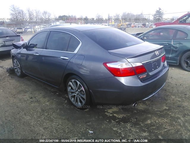 1HGCR2F58FA230603 - 2015 HONDA ACCORD SPORT GRAY photo 3