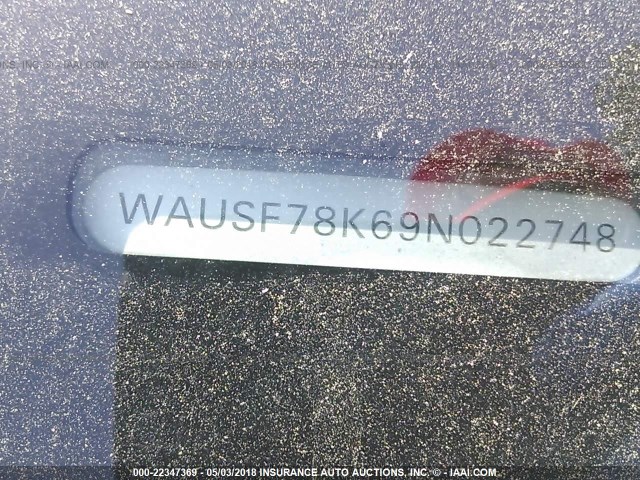 WAUSF78K69N022748 - 2009 AUDI A4 PREMIUM PLUS GRAY photo 9