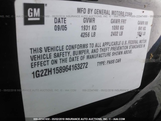 1G2ZH158964163272 - 2006 PONTIAC G6 GT BLACK photo 9