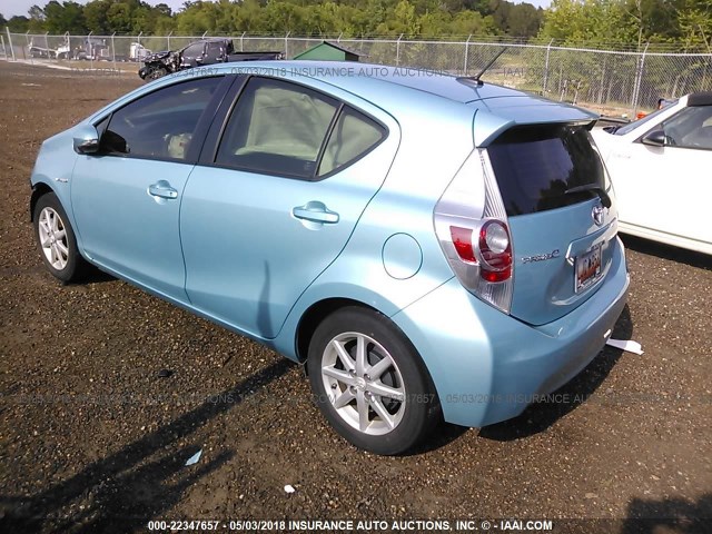 JTDKDTB31E1078536 - 2014 TOYOTA PRIUS C TEAL photo 3