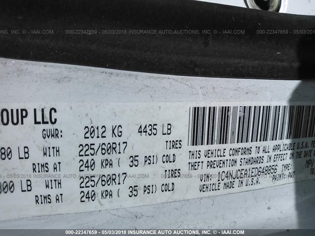 1C4NJCEA1ED648856 - 2014 JEEP COMPASS LATITUDE Ağ foto 9