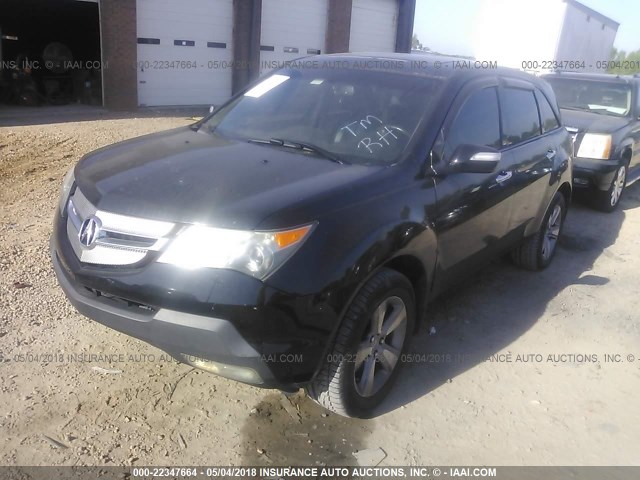 2HNYD28368H537880 - 2008 ACURA MDX TECHNOLOGY BLACK photo 2