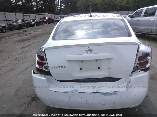 3N1AB61E08L629173 - 2008 NISSAN SENTRA 2.0/2.0S/2.0SL WHITE photo 6