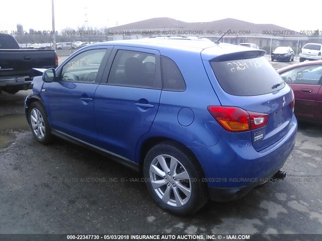 4A4AP3AU0FE012222 - 2015 MITSUBISHI OUTLANDER SPORT ES BLUE photo 3