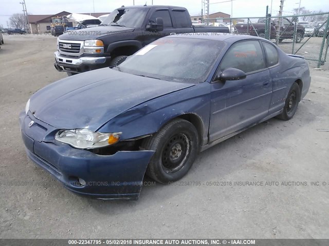 2G1WX12K439452854 - 2003 CHEVROLET MONTE CARLO SS BLUE photo 2