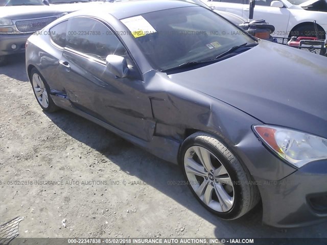 KMHHT6KD8CU072232 - 2012 HYUNDAI GENESIS COUPE 2.0T GRAY photo 6