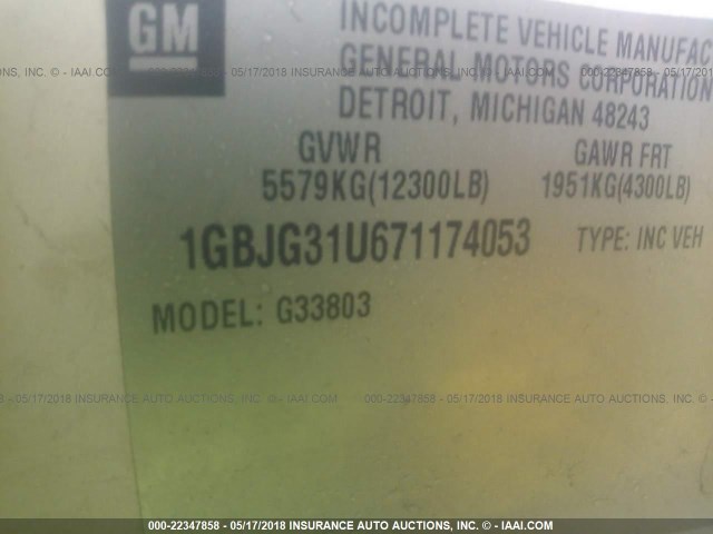 1GBJG31U671174053 - 2007 CHEVROLET EXPRESS G3500  WHITE photo 10