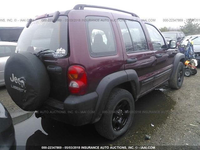 1J4GL48K13W600069 - 2003 JEEP LIBERTY SPORT/FREEDOM ბურგუნდია ფოტო 4