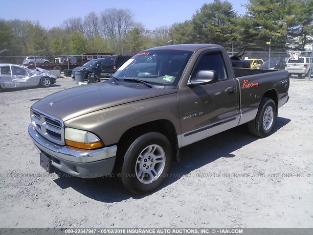 1B7FL26X31S180016 - 2001 DODGE DAKOTA BROWN photo 2