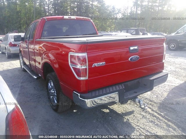 1FTFX1CT1BFD01183 - 2011 FORD F150 SUPER CAB RED photo 3