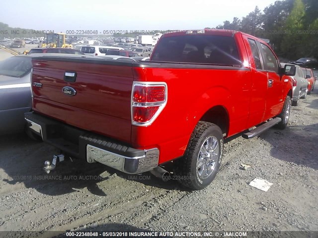 1FTFX1CT1BFD01183 - 2011 FORD F150 SUPER CAB RED photo 4