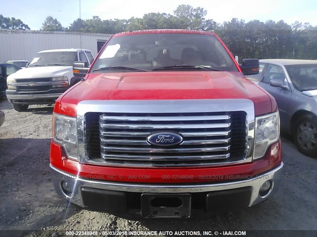 1FTFX1CT1BFD01183 - 2011 FORD F150 SUPER CAB RED photo 6