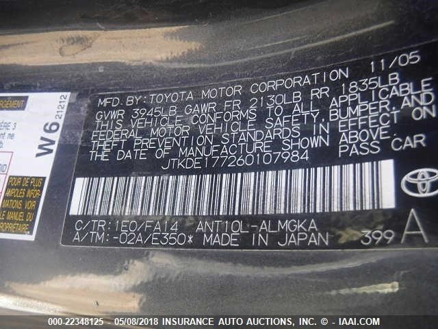 JTKDE177260107984 - 2006 TOYOTA SCION TC 灰色 照片 9