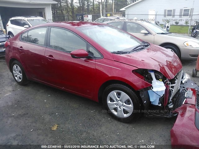 KNAFK4A69G5586108 - 2016 KIA FORTE LX RED photo 1