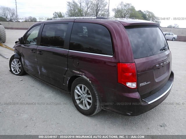 2C4RDGCG6JR207822 - 2018 DODGE GRAND CARAVAN SXT BURGUNDY photo 3