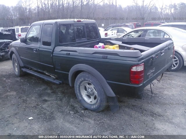 1FTZR45E92TA71126 - 2002 FORD RANGER SUPER CAB GREEN photo 3