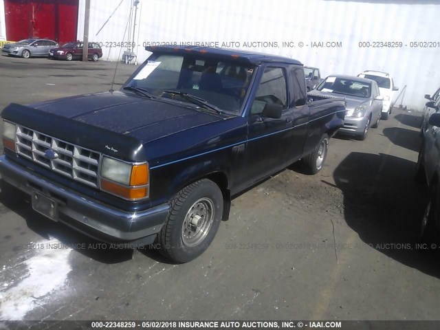 1FTCR14X8MPA16993 - 1991 FORD RANGER SUPER CAB BLUE photo 2