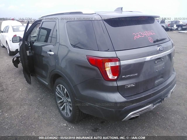 1FM5K8HTXGGB34878 - 2016 FORD EXPLORER PLATINUM GRAY photo 3