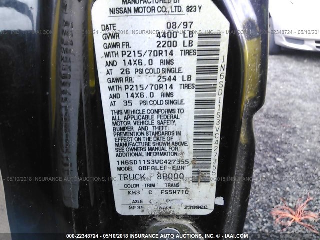 1N6SD11S3VC427355 - 1997 NISSAN TRUCK XE BLACK photo 9