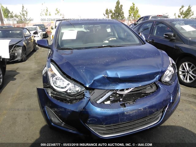 5NPDH4AE0FH574220 - 2015 HYUNDAI ELANTRA SE/SPORT/LIMITED BLUE photo 6