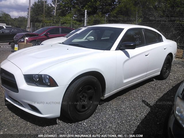 2C3CDXAT1EH367662 - 2014 DODGE CHARGER POLICE WHITE photo 2
