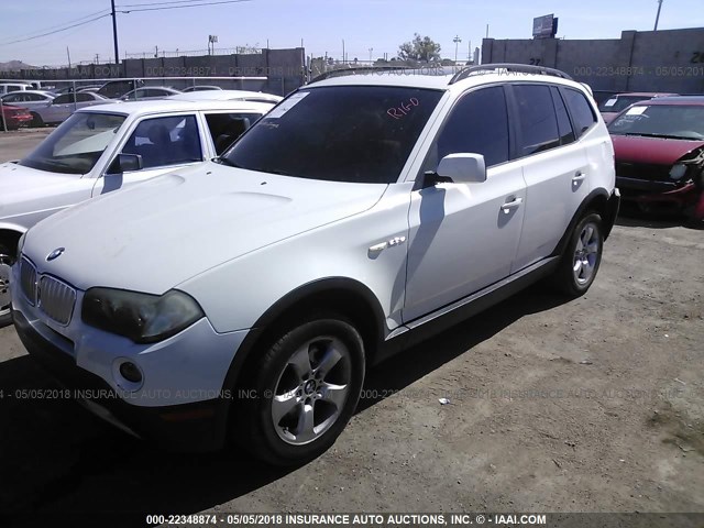 WBXPC93497WF24396 - 2007 BMW X3 3.0SI WHITE photo 2