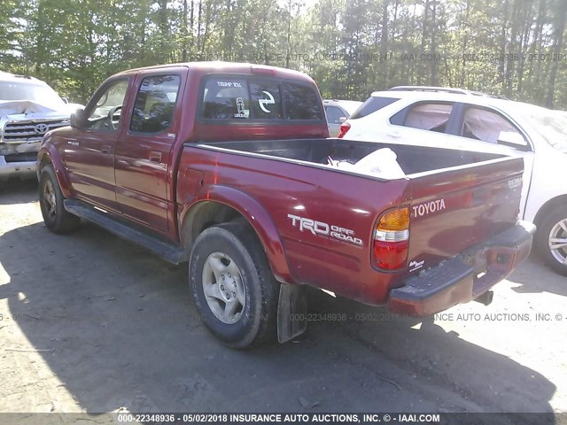 5TEGN92N03Z150465 - 2003 TOYOTA TACOMA DOUBLE CAB PRERUNNER MAROON photo 3