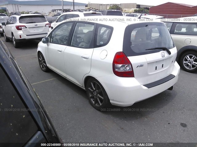 JHMGD37497S022640 - 2007 HONDA FIT WHITE photo 3