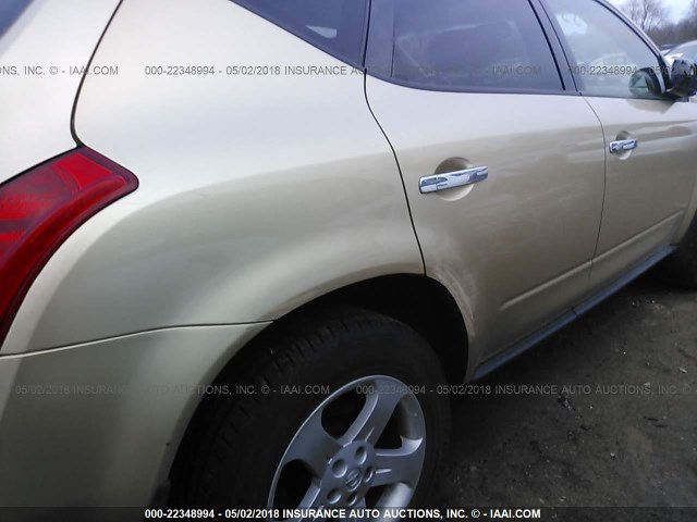 JN8AZ08W34W314994 - 2004 NISSAN MURANO SL/SE GOLD photo 6