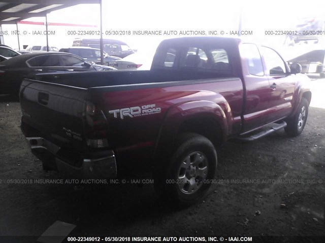 5TETU62N56Z287180 - 2006 TOYOTA TACOMA PRERUNNER ACCESS CAB RED photo 4