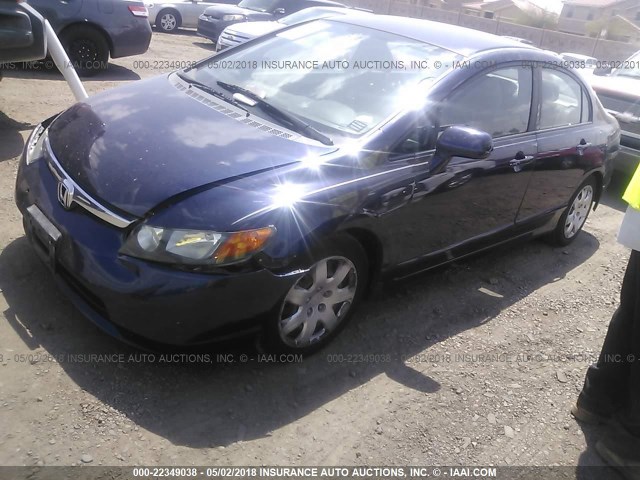 1HGFA16508L061943 - 2008 HONDA CIVIC LX BLUE photo 2