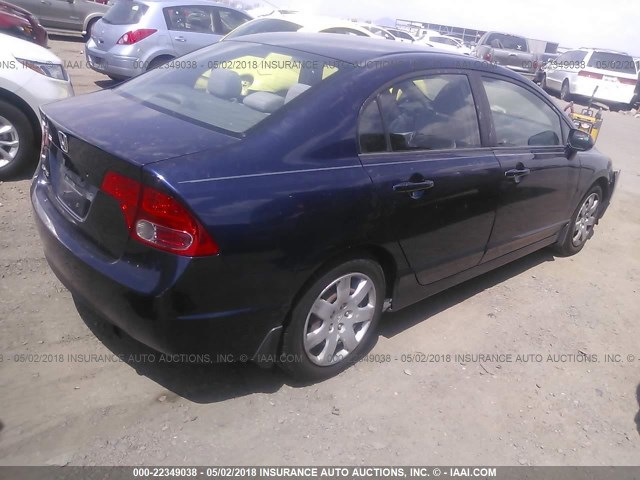 1HGFA16508L061943 - 2008 HONDA CIVIC LX BLUE photo 4