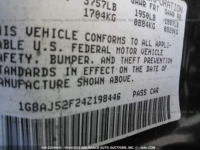 1G8AJ52F24Z198446 - 2004 SATURN ION LEVEL 2 BURGUNDY photo 9