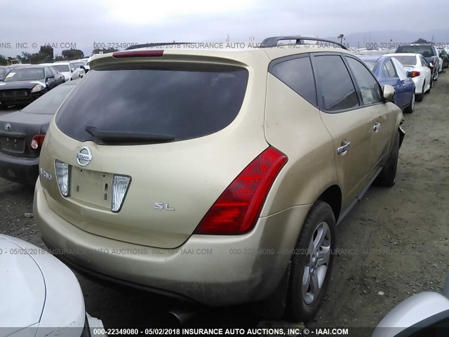 JN8AZ08T64W227435 - 2004 NISSAN MURANO SL/SE GOLD photo 4