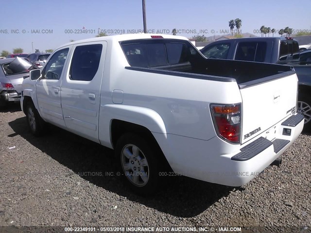 2HJYK16516H509696 - 2006 HONDA RIDGELINE RTL WHITE photo 3