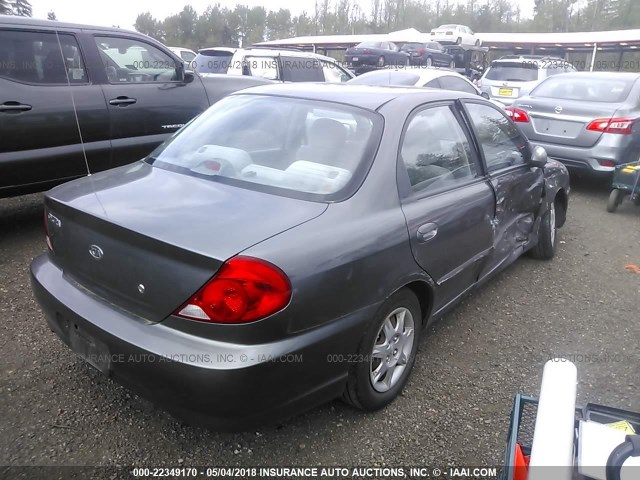 KNAFB121735299250 - 2003 KIA SPECTRA LS GRAY photo 4