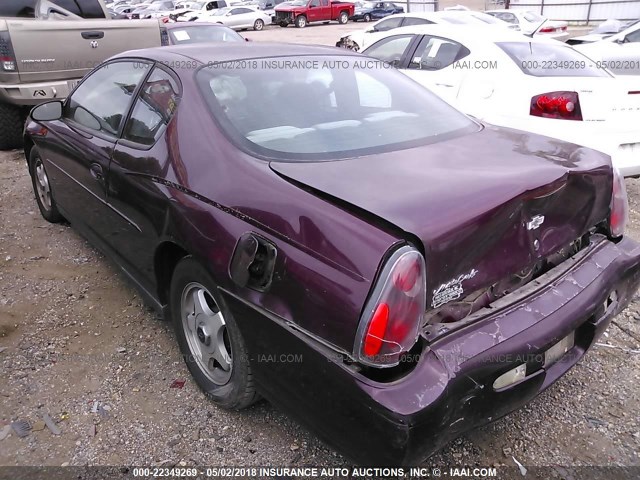 2G1WW12E639385946 - 2003 CHEVROLET MONTE CARLO LS ბურგუნდია ფოტო 3
