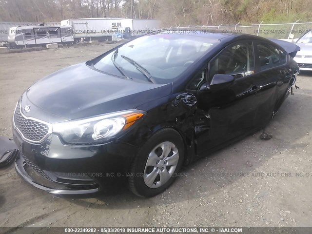 KNAFK4A63G5617661 - 2016 KIA FORTE LX BLACK photo 2