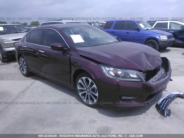 1HGCR2F59FA246521 - 2015 HONDA ACCORD SPORT 栗色 照片 1