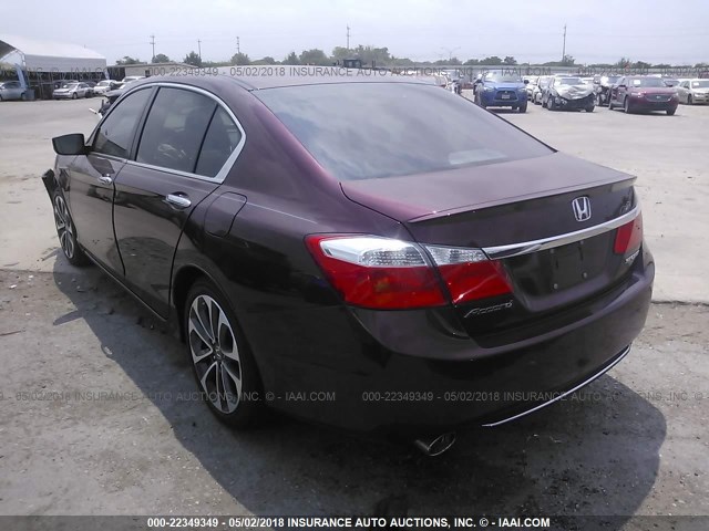 1HGCR2F59FA246521 - 2015 HONDA ACCORD SPORT MAROON photo 3