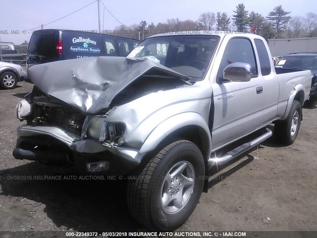 5TEWN72N02Z103662 - 2002 TOYOTA TACOMA XTRACAB SILVER photo 2