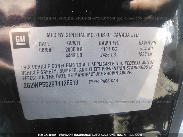 2G2WP552971126518 - 2007 PONTIAC GRAND PRIX შავი ფოტო 9
