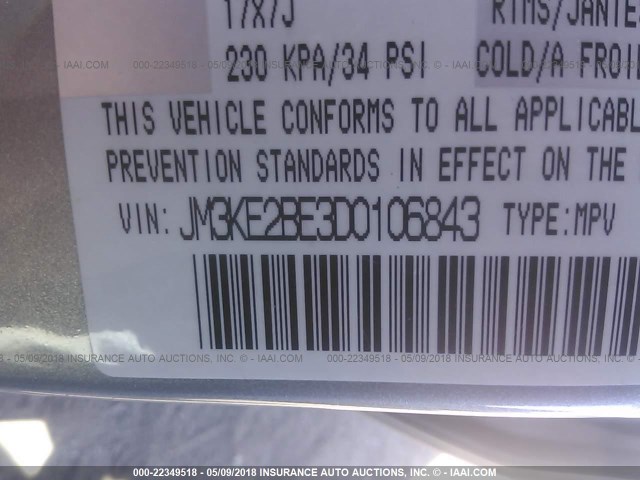 JM3KE2BE3D0106843 - 2013 MAZDA CX-5 SPORT GRAY photo 9