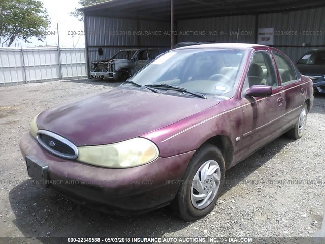 1FAFP6636WK195874 - 1998 FORD CONTOUR LX/SPORT/SE BURGUNDY photo 2