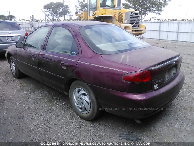 1FAFP6636WK195874 - 1998 FORD CONTOUR LX/SPORT/SE BURGUNDY photo 3