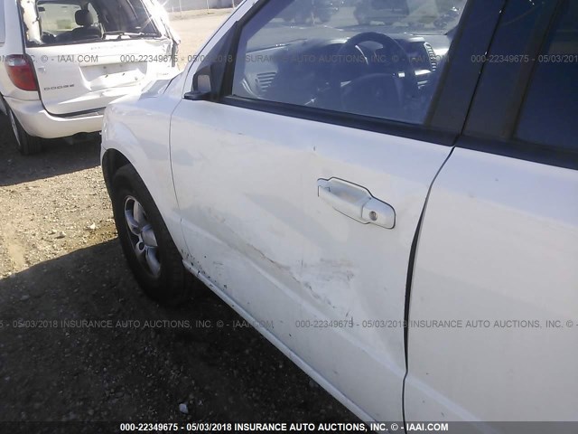 KNDJD733465536310 - 2006 KIA SORENTO EX/LX WHITE photo 6