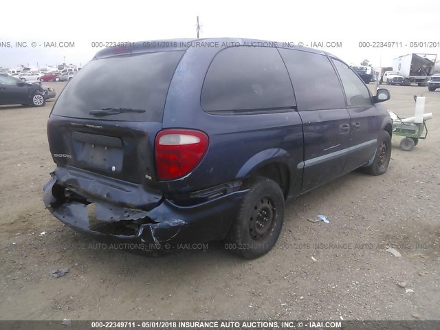 1B4GP24382B732083 - 2002 DODGE GRAND CARAVAN SE BLUE photo 4