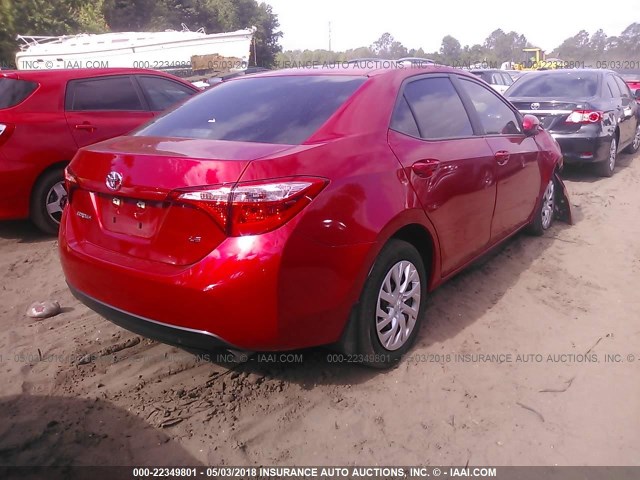 5YFBURHE3JP746936 - 2018 TOYOTA COROLLA L/LE/XLE/SE/XSE RED photo 4