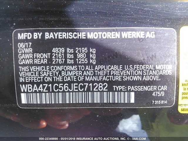 WBA4Z1C56JEC71282 - 2018 BMW 430I BLACK photo 9